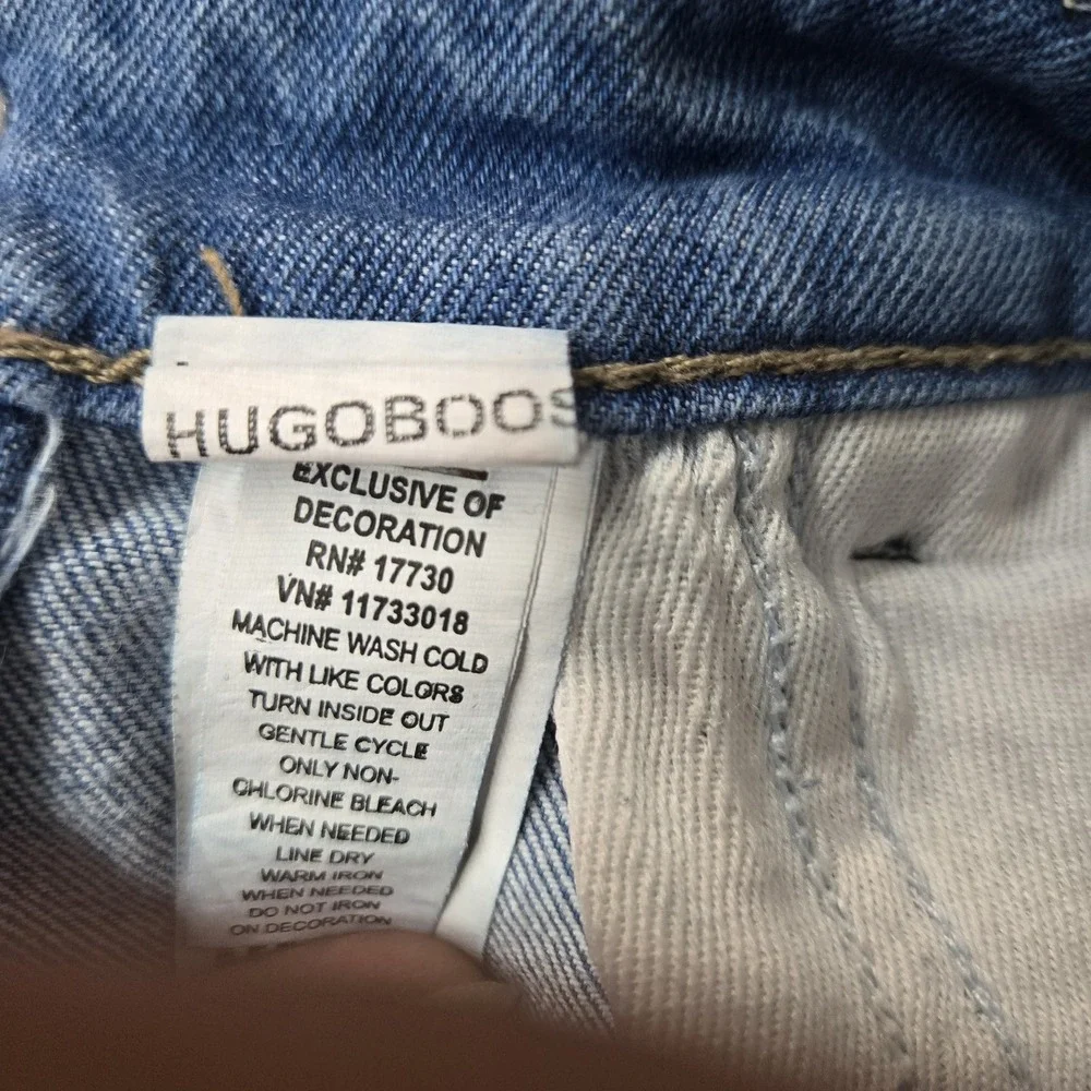 Hugo Boss Men Jeans 30 Blue Denim Embroidered Slim 30